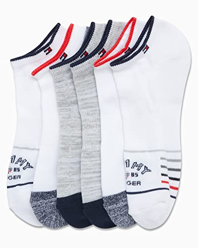 Tommy Hilfiger Men's Athletic Socks - Cushion No Show Ankle Socks (6 Pack), Size 7-12, Assorted Logo #TOP3