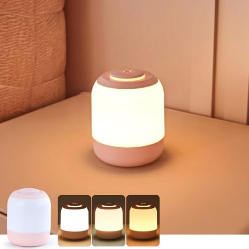 Image of Eye Caring Soft Night Light, Touch night light for Baby, Kids and Adults, Small Cute Bedside Lamp, 3 Colors, Dimmable, USB Rechargeable Warm/Cold Night Light for Bedrooms, Baby Nursery and Sleep Aid
