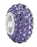 Adabele 1pc Real 925 Sterling Silver Hypoallergenic February Amethyst Purple Birthstone Large Hole Bead Charm Austrian Crystal Rhinestone fit All Charm Bracelet Necklace Women Men EC684-2