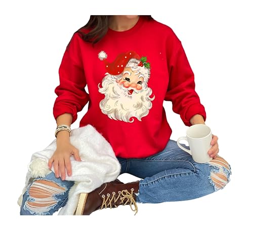 Retro Christmas Santa Sweatshirt, Retro Santa Hat Sweater, Classic Christmas Santa, Vintage Santa Graphic Sweatshirt, Holiday Sweater, Santa