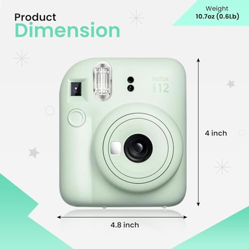 Fujifilm Câmera instantânea Instant Mini 12 + pacote de acessórios BluebirdSales e capa personalizad