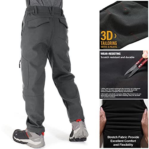 Linlon Kids Boys Girls Youth Waterproof Hiking Ski Snow Pants Elastic Waist Warm Insulated Pants,9037-Grey-Xl thumb #4