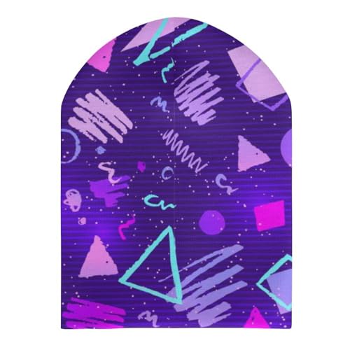 Retro 80s 90s Kids Beanie Hat for for Girls Boys Children Cap Winter Knitted Chemo Cancer Headwear Accessories Gifts Decoration Black3