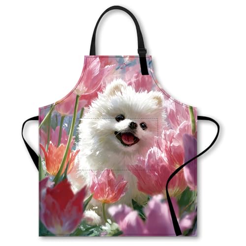 Image of Nuxovilar Decorative Kitchen Apron, 26.77x30.70 Inch Polyester Cooking Wearable Cover