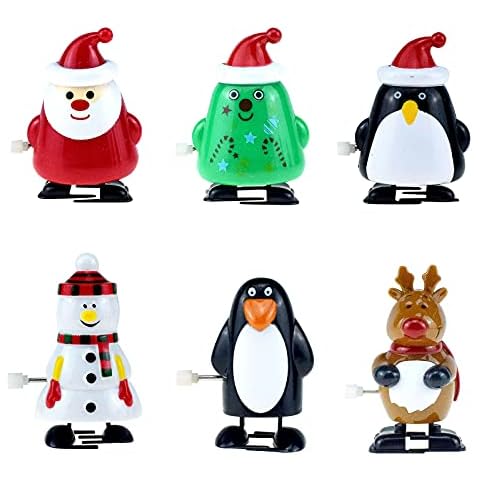 HAOLEI Christmas Decorations Sale Clearance, 6pcs Christmas Stocking Stuffers Wind Up Toys Assortment for Xmas Party Favors Gift Bag Filler Kids Cover