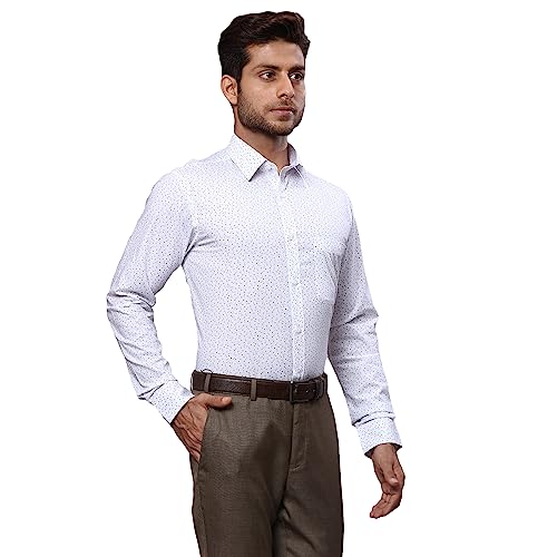 Image of Raymond Men's Pure Cotton Print Pattern Slim Fit Semi Cutaway Collar Full Sleeve Formal Shirt