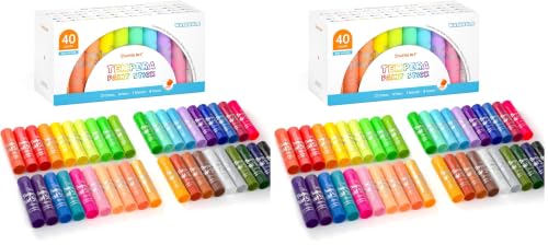 Image of Tempera Paint Sticks, 40 Colors Solid Tempera Paint for Kids, Super Quick Drying, Works Great on Paper Wood Glass Ceramic Canvas (Pack of 2)