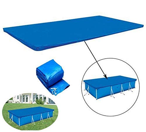Shinyzone 260x170x61 Swimming Rectangular Pool Cover with Rope Ties,Durable Tarpaulin Dustproof Rainproof Windproof Reinforced for Rectangular Above Ground Swimming Pool,Blue - Image 2