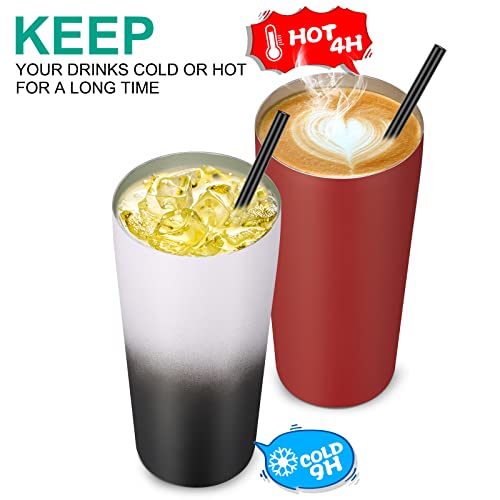 Image of VEGOND 20oz Tumbler Bulk with Lid and Straw 1 Pack, Stainless Steel Vacuum Insulated Tumbler, Double Wall Coffee Cup Travel Mug, Red