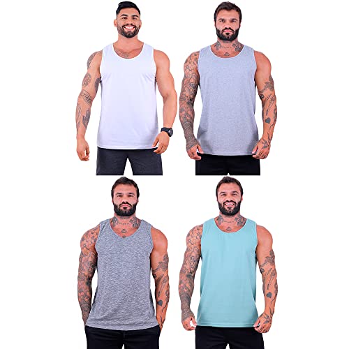 Kit 4 Regata Clássica Tradicional Masculina MXD Conceito Academia Musculação Treino Gym Sem Estampas