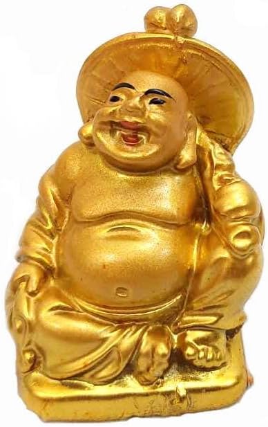 Miniatura 2 de JapanBargain, Juego de 6 estatuas de Buda sonriente de oro, figuras de Buda de la suerte de 2 pulgadas para decoración de Feng Shui, dioses de Buda