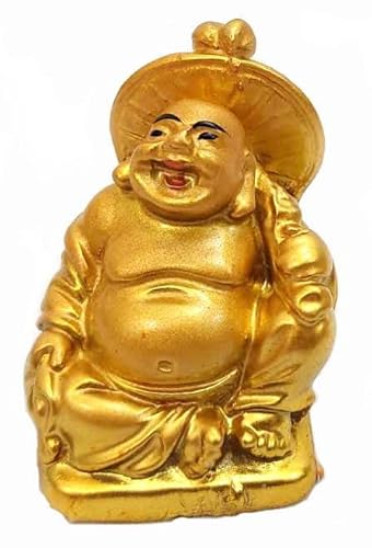 Japanbargain 4500, Set Of 6 Buddha Statues Laughing Buddha Lucky Buddha Happy Buddha Gods Figures Fengshui Decoration, Gold Color #TOP1