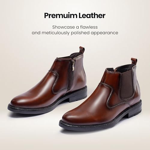 Image of OKKO Mens Chelsea Boots Genuine Leather Dress Boots for Men Classic Stylish Casual Slip On Ankle Boot for Men