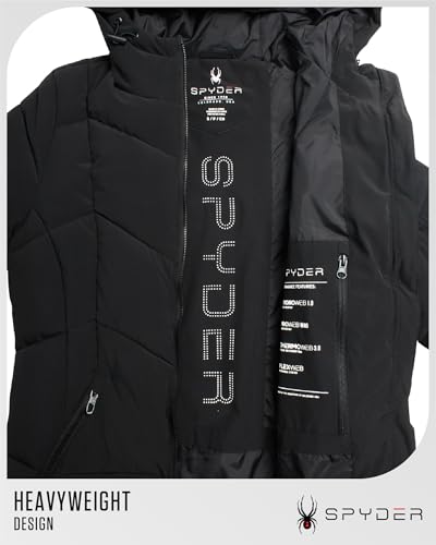 Spyder Womens Long Winter Coats - Cozy Long Puffer Coats for Women Wind & Water Resistant Hooded Quilted Jackets for Women, Size Small, BLACK - Thumbnail 5
