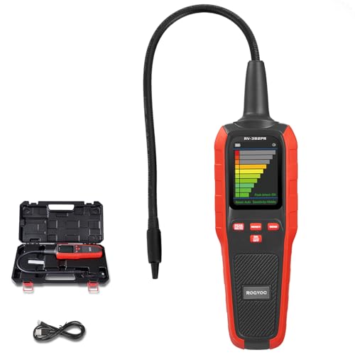 Image of ROGVOC HVAC Refrigerant Freon Leak Detector, Rechargeable Battery Powered Halogen Freon Sniffer Heated Diode Sensor for R22, R410a, R134a, R1234yf, HFCs, HCFCs, CFCs, Air Conditioning Detection - Red