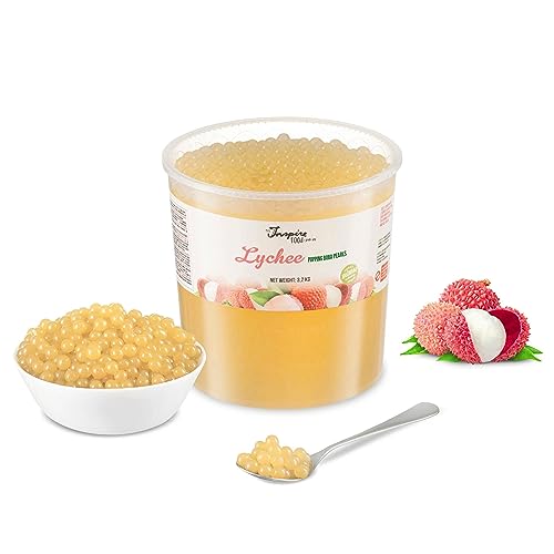 INSPIRE FOOD Bubble Tea Popping Boba Lichi 3.2 Kilogram | Prepara delicioso boba tea en casa | listo para usar sin necesidad de cocinar