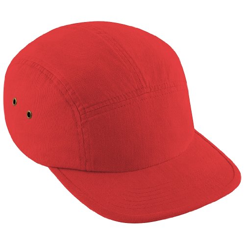 Beechfield Plain Retro 5 Panel Baseball Cap (One Size) (Vintage Red)