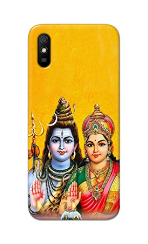 Image of PRINTFIDAA Lord Shiva Parvati Yellow Background Printed Designer Hard Back Case Cover for Xiaomi Redmi 9A / Redmi 9i -(TY) MVN1008