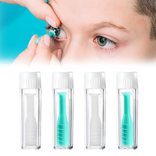 4 Piezas Ventosas Lentillas, Ventosa Quita Lentillas Blandas, Ventosas Suave Removedor Insertador Aplicadores de Lentes de Contacto de Silicona, RGP Ventosa para Lentillas Duras, para Viajes (Verde)
