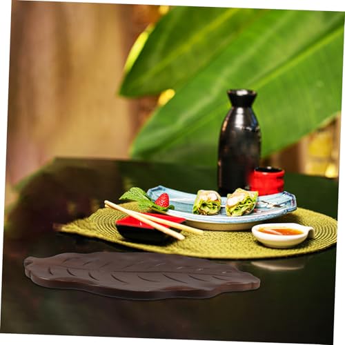 Plateau en forme de feuille en bois naturel pour dessert et clés ABOOFAN