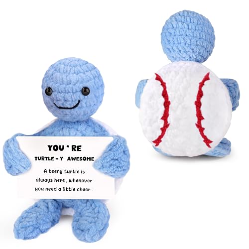 JoycuFF Handmade Crochet Baseball Turtle Gift for Men