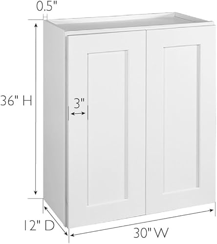 Miniatura 130 de Brookings Shaker - Armario de cocina de pared sin ensamblar W2736, 27 ancho x 12 profundidad x 36 alto, pintado blanco con Sherwin Williams®, madera