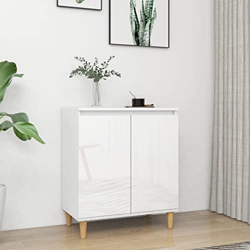 Mengtu Aparador de patas macizas blanco brillante 60 x 35 x 70 cm multicapa aparador armario, armario de suelo para baño, mueble portaobjetos estantes ahorra espacio armario de almacenamiento