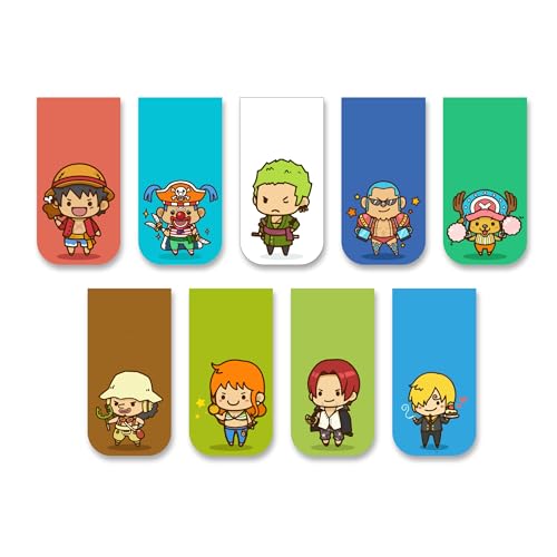 Image of Anime Bookmarks Chibi - Set of 9 Magnetic Bookmarks | Best Gift for Readers, Book Enthusiast & Fans | Fridge Magnets (One Piece Chibi)