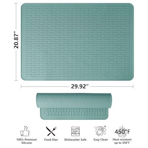 Image of YUHFERA Stove Top Cover for Electric Stove - Silicone Stove Mat for Glass Top, Glass Cooktop Protector, XL Dish Drying Mats for Kitchen,Oven Covers for Electric Stove (Aqua,30 x 21)