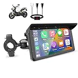 VSYSTO Motorrad Carplay, drahtlose Carplay und Android Auto wasserdicht tragbarer 5 Zoll HD Motorrad Touchscreen, Unterstützung GPS-Navigation, Anrufe und Musik abspielen, Dual USB-Anschluss-Netzkabel
