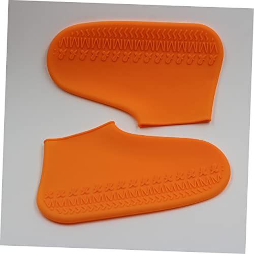 HANABASS 1 par de botas de lluvia para niños cubiertas de zapatos de lluvia de silicona talla M color naranja miniatura 2