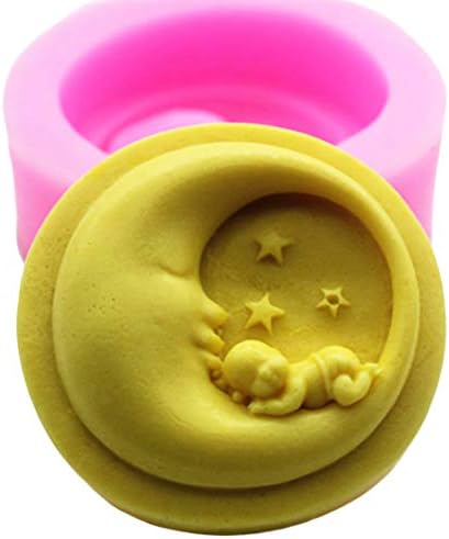 MoldFun Moon, Sleeping Baby and Stars Art Craft Silicone Mold for Handmade Soap, Lotion Bar, Bath Bomb