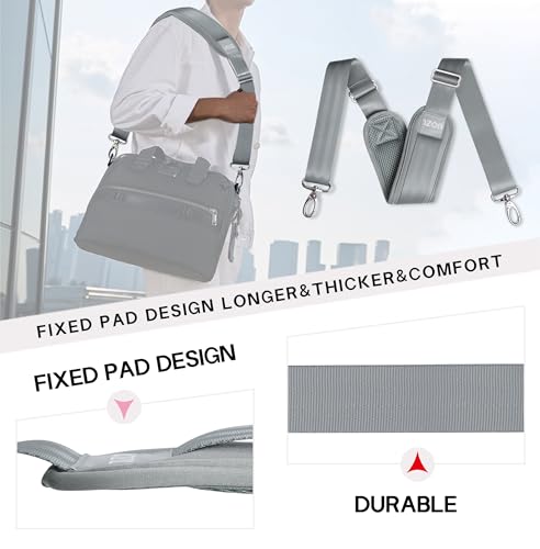 Image of 59 Inch Shoulder Straps, Soft with Ultra-Thick Fixed Shoulder Pad, Two Way Independently Adjustable Buckle Replacement Straps for Laptop Bag Messenger Bag Tool Bag Luggage,Gray