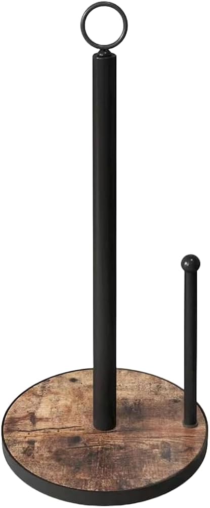 OROPY Paper Towel Holder Countertop with Heavy Duty Wood Base, Farmhouse Paper Towel Roll Stand for Kitchen Counter fits Standard and Jumbo Size Paper Towels (Brown - Easy to Tear)