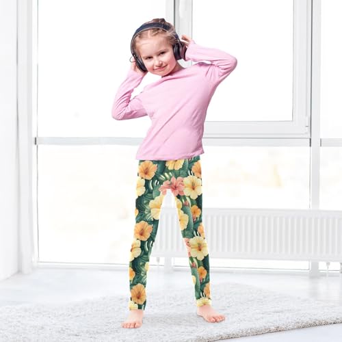 Girls Leggings Flower Cactus Tropical Soft Toddler Leggings for Girls Kids Pants Size 4T-10T4