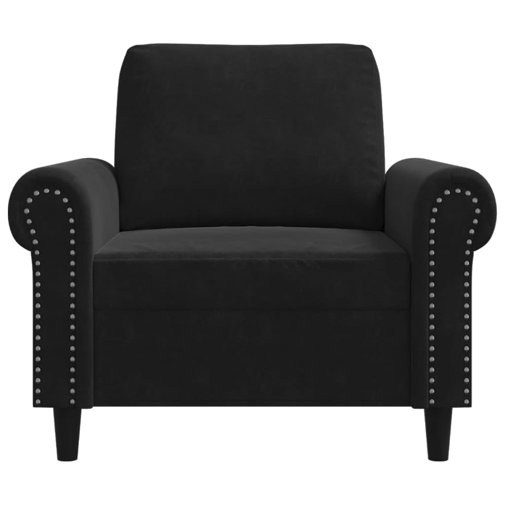 Fotel czarny 60 cm, aksamitny, metalowy stelaż, grubo wyściełany, nowoczesny fotel do salonu, sypialni, biura, maks. obciążenie 110 kg