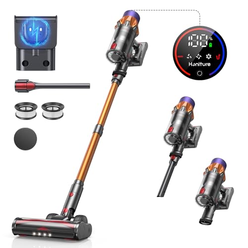HONITURE Aspirapolvere Senza Fili 45Kpa&550W, 60Mins Scopa Elettrica Senza Fili con Ricarica a Muro e Funzione Autoportante, 7 in 1 Aspirapolvere Senza Filo per Pavimenti/Tappeti/Casa X7.