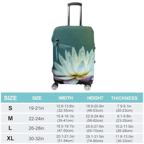 Dragonfly with Water Lily Printed Luggage Cover Protector, Fits 18-32 Inch Luggage2
