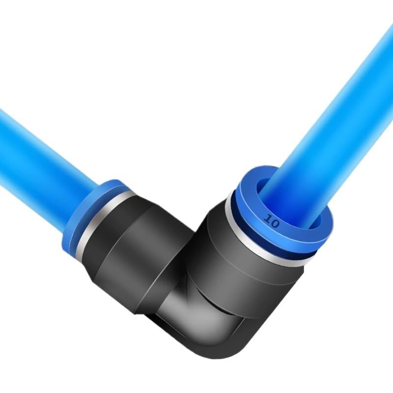 20 piezas neumáticas de ajuste rápido PV de 90 grados de plástico de 4 mm, 6 mm, 8 mm, 10 mm, piezas de aire, conector de agua de 2 vías (Pv-10,500 piezas)