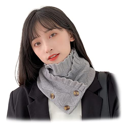 Knit Neck Gaiter Womens Neck Warmer Scarf with Buttons Winter Thermal Scarves for Dating Traveling Working Cycling