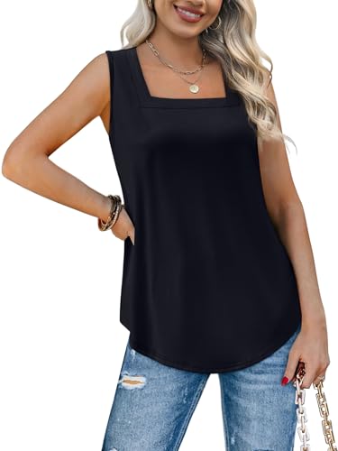 WIHOLL Tank Tops for Women Summer Outfits 2025 Square Neck Casual Shirts Blouses3