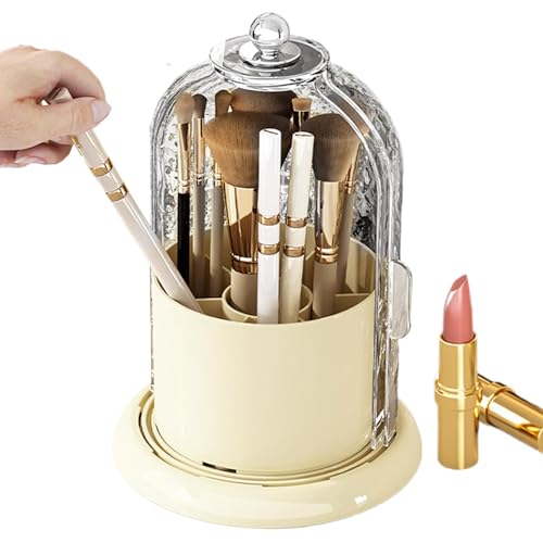 Portacepillos con tapa, organizador de cepillo de maquillaje 7 compartimentos, vaso de almacenamiento de baño, portacepillos de dientes para dormitorio, baño