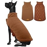 Kuoser Reversible Dog Coat – Warm Fleece & Quilted Waterproof Dog Jacket, Double-Sided Cold Weather Dogs Winter Coat with Harness Hole, Windproof Pet Snow Vest for Small Medium Large Dogs, Brown 2XL
