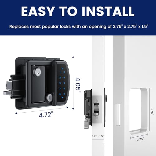 Image of RV Keyless Entry Door Lock with Bluetooth Remote and Keypad for Camper | Fits right-hinged B-Class RV doors with 2.75 inchx3.75 inch cutouts and 1.25 inch-1.5 inch thickness. Not for Class A /C or glass doors