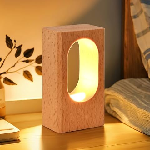 LONRISWAY LED Wood Desk Lamp, Bedroom Bedside Night Light, Dimmable Led Lighting, Creative Home Decor Table lamp, Unique House warmging Gift Cover