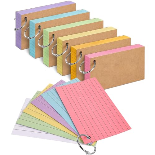 Flash Cards For Studying 300 Colorful With Binder Rings - 3x5 Inch Ruled &  Notes Index Cards