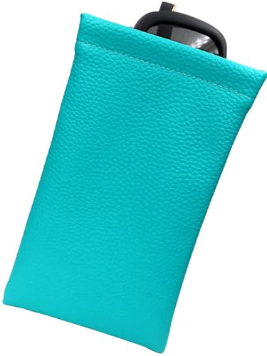 MyEyeglassCase Soft Sunglasses Case Squeeze Top | XL glasses case with Cleaning Cloth | Passport Holder Pouch | Earbud and Phone Charger Storage (CT8 Turquoise)
