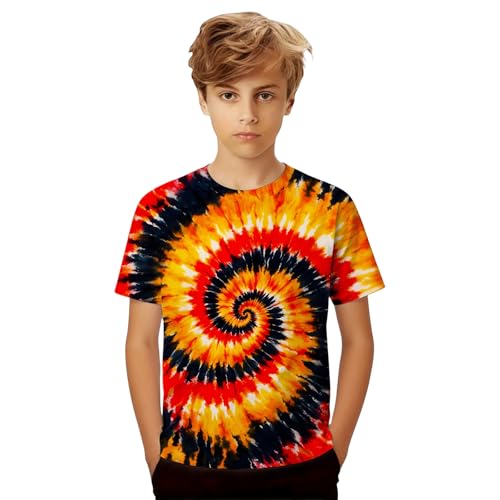 2026 Camiseta gráfica Informal para niños de Manga Corta con Cuello Ideal para pequeños y en Actividades diarias (Orange, 12-13 Years)