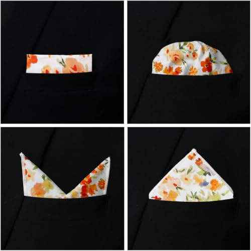 Image of Floral Pocket Squares for Men with Holder Printed Flower Mens Handkerchief Cotton Suit Pocket Hanky for Wedding