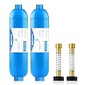 RV inline water filter with Flexible Hose Protector,Dedicated for RVs and Marines,2 pack Drinking,Washing filter,Reduces Lead,Fluoride,Chlorine,Bad Tast,Odor